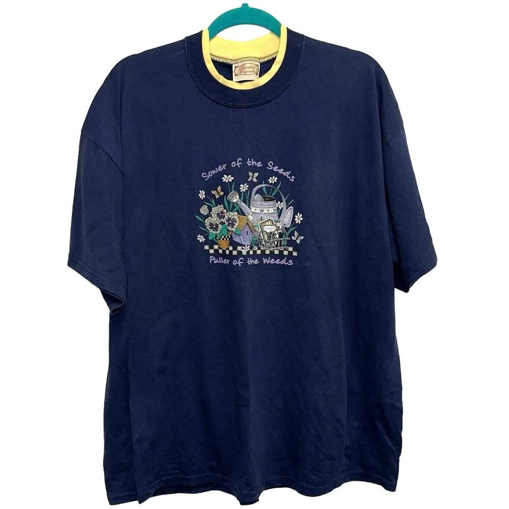 Vintage Garden‎ Graphic Tee XXL Made USA Sower Seeds Puller Weeds Shirt